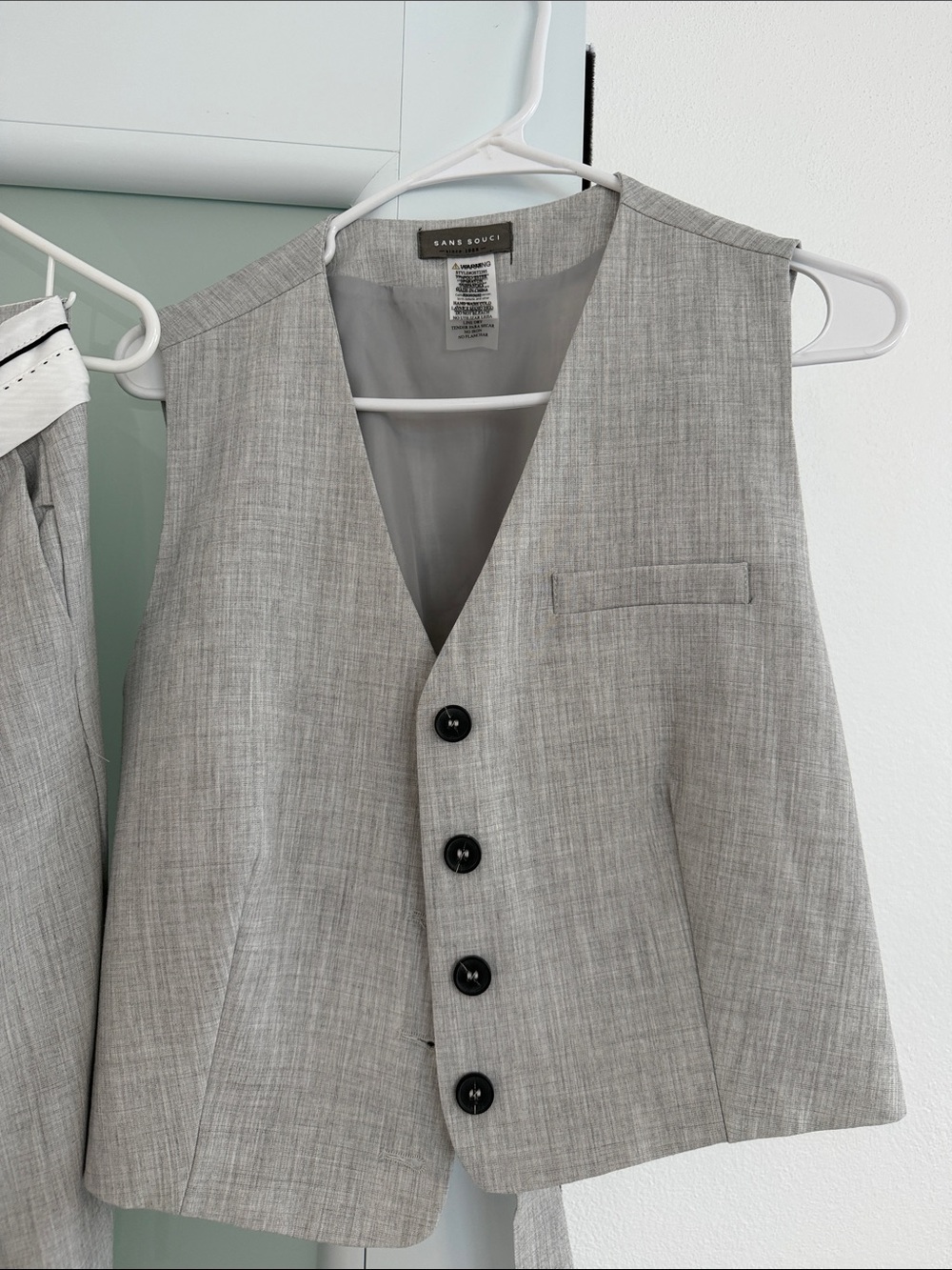 Sans Souci Gray Women’s Tailored Vest - Four-Button and Flare Pant